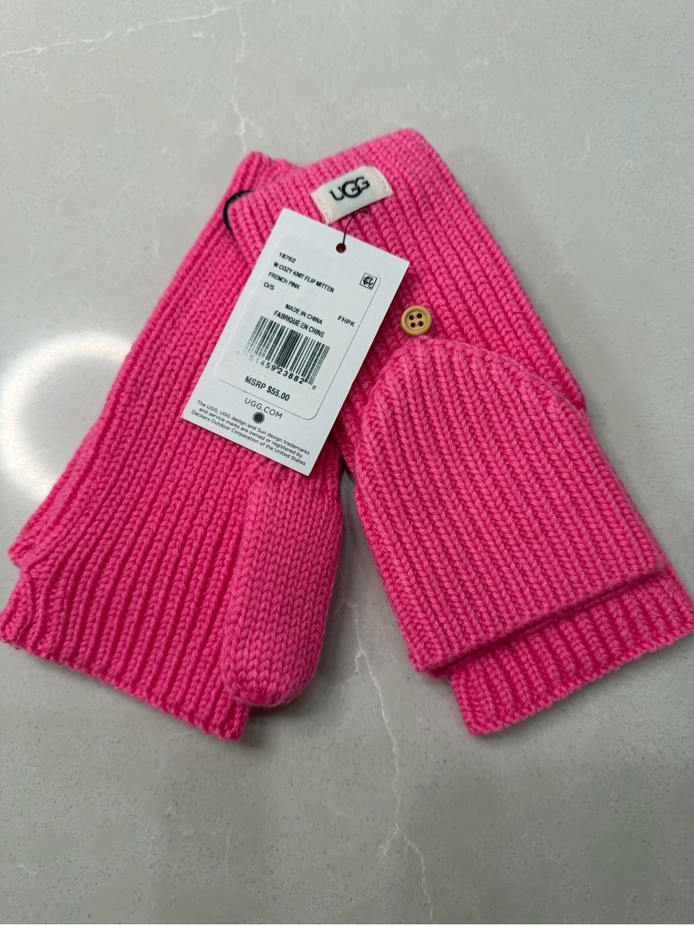 NWT UGG Cozy Knit Flip Mitten French Pink Convertible Gloves OS